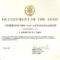 001 Army Certificate Of Appreciation Template Ideas Intended For Certificate Of Achievement Army Template