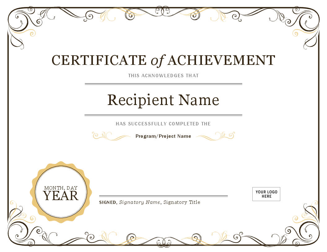 001 Word Certificate Template Download Of Achievement Image Within Word Certificate Of Achievement Template