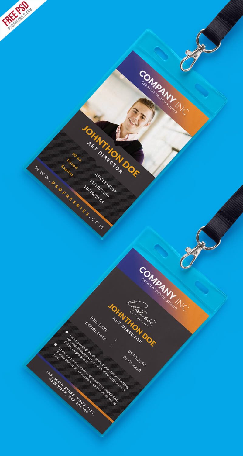 002 Id Card Template Psd Free Fantastic Ideas Employee With College Id Card Template Psd