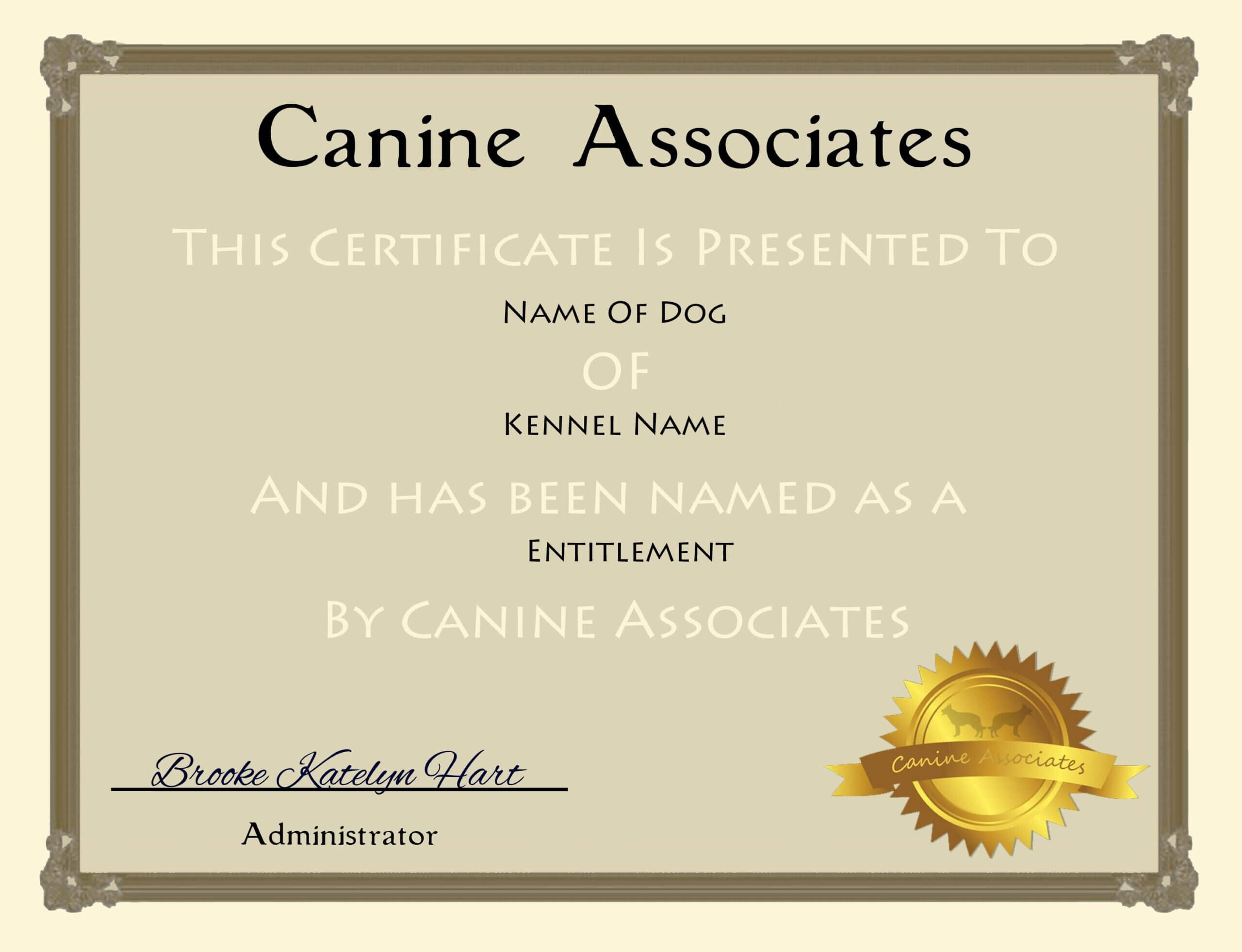 002 Service Dog Certificate Template Ideas Best Singular With Service Dog Certificate Template