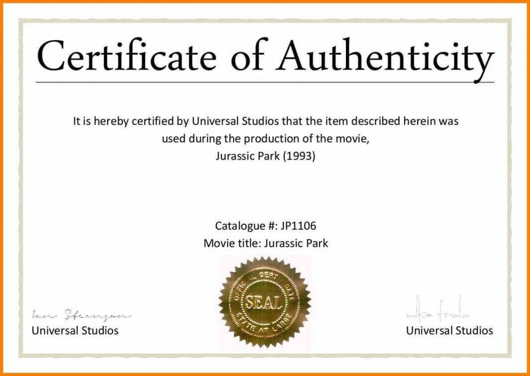 003 Certificate Of Authenticity Autograph Template Freel For Certificate Of Authenticity Photography Template