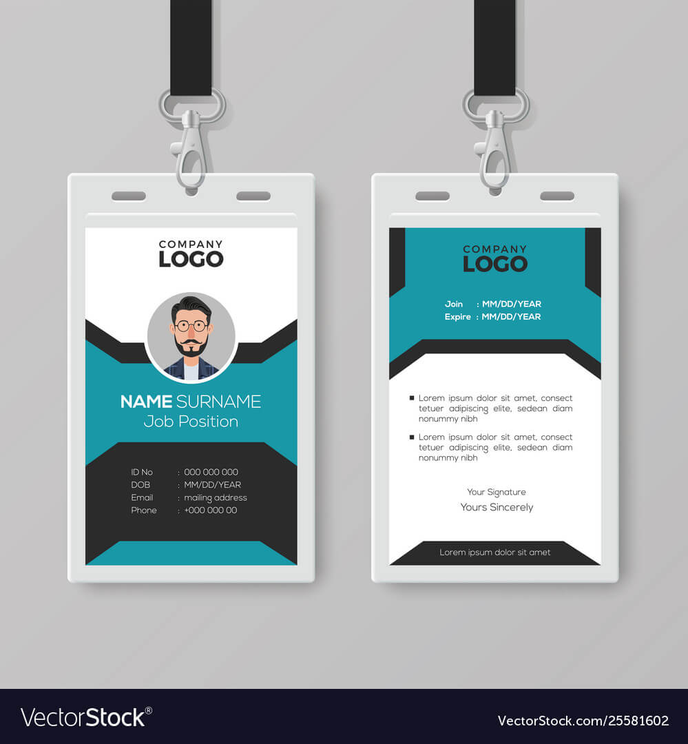 003 Creative Employee Id Card Template Vector Badge Best Inside Portrait Id Card Template