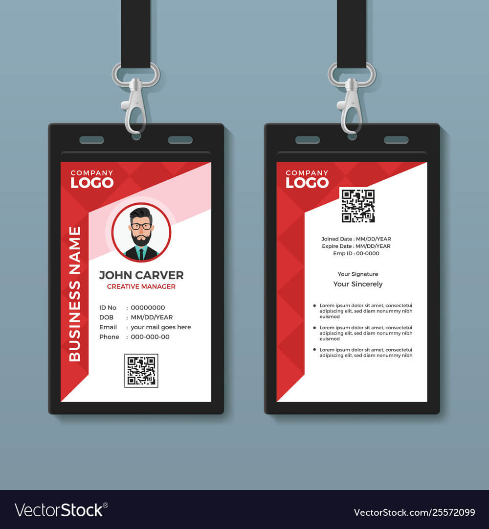 004 Id Card Template Free Simple Red Graphic Vector Intended For Id Card Template Word Free