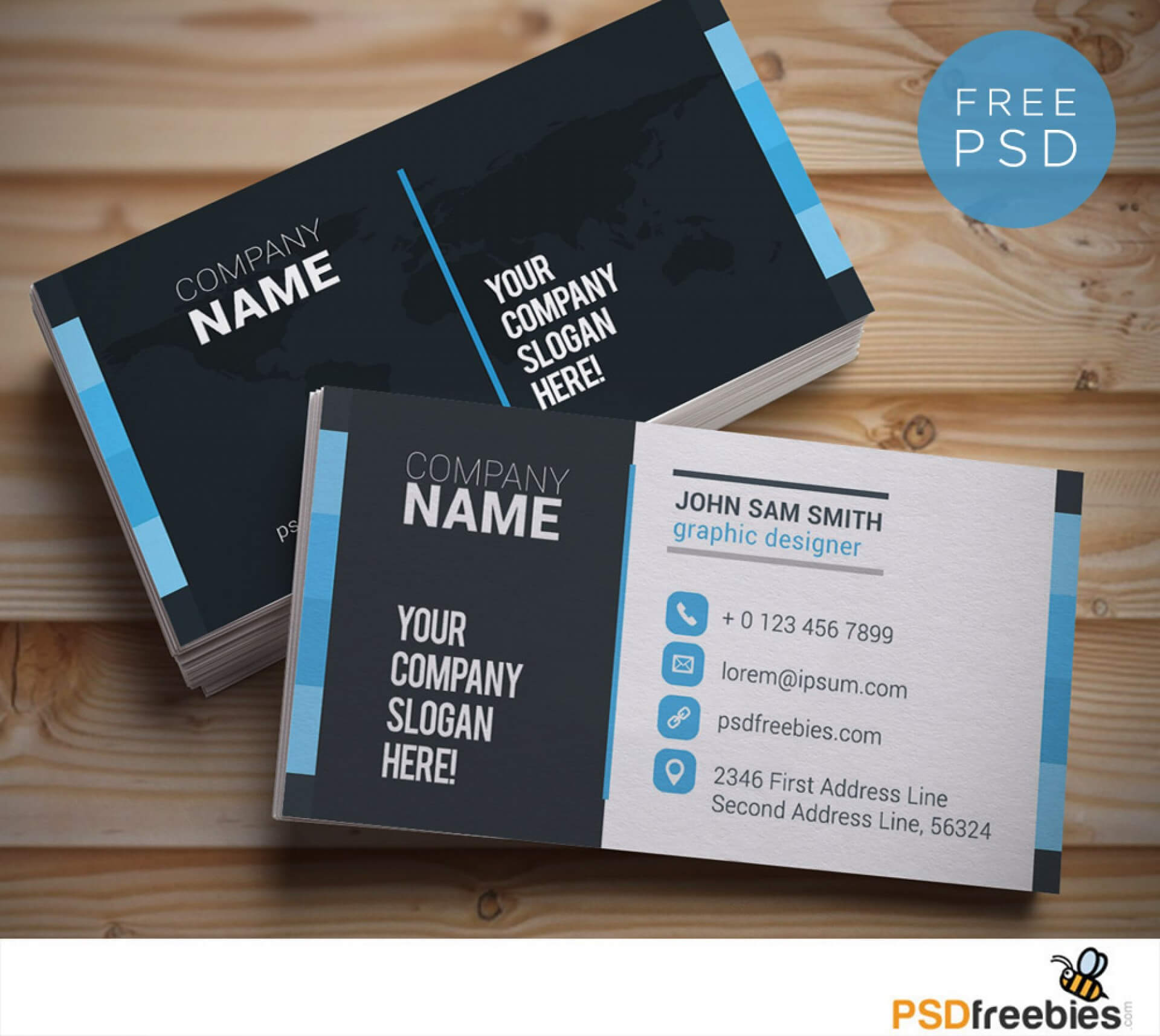 005 Free Name Card Template Psd Business Templates Within Name Card Design Template Psd