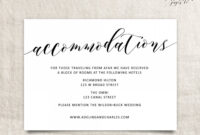 005 Free Wedding Accommodation Card Template Ideas Top Hotel for Wedding Hotel Information Card Template