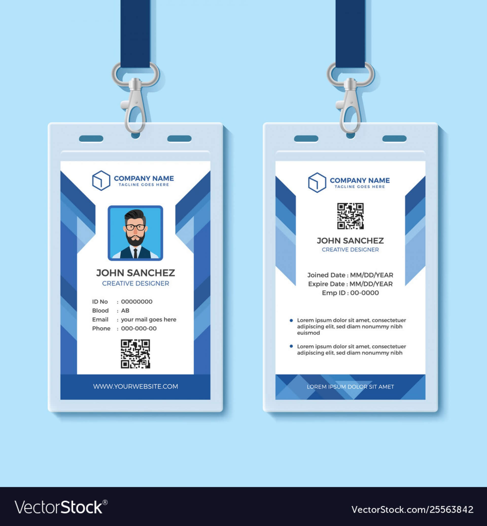 007 Employee Id Badge Template Depositphotos 217710946 Stock With Portrait Id Card Template