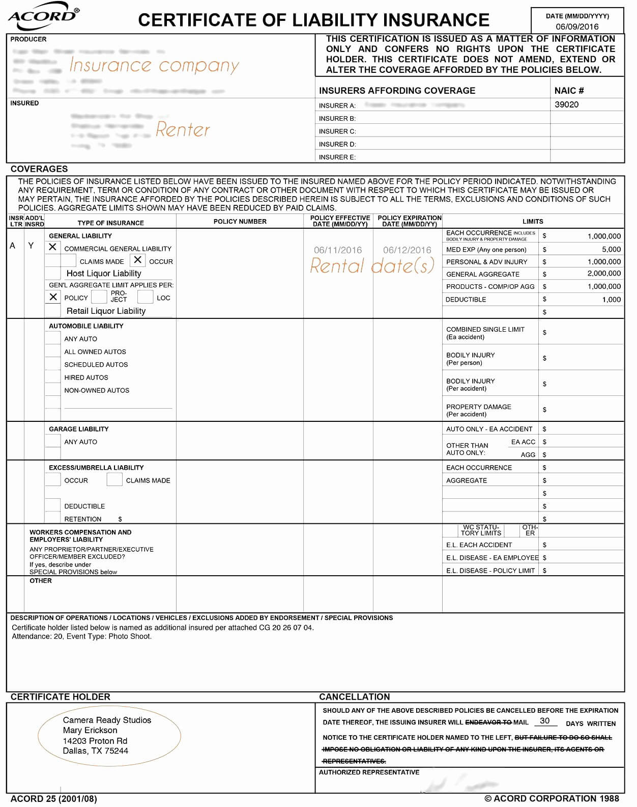 009 20Acord Form Fresh Certificate Liability Insurance Intended For Certificate Of Liability Insurance Template