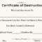 009 Certificate Of Destruction Template Exceptional Ideas Throughout Free Certificate Of Destruction Template