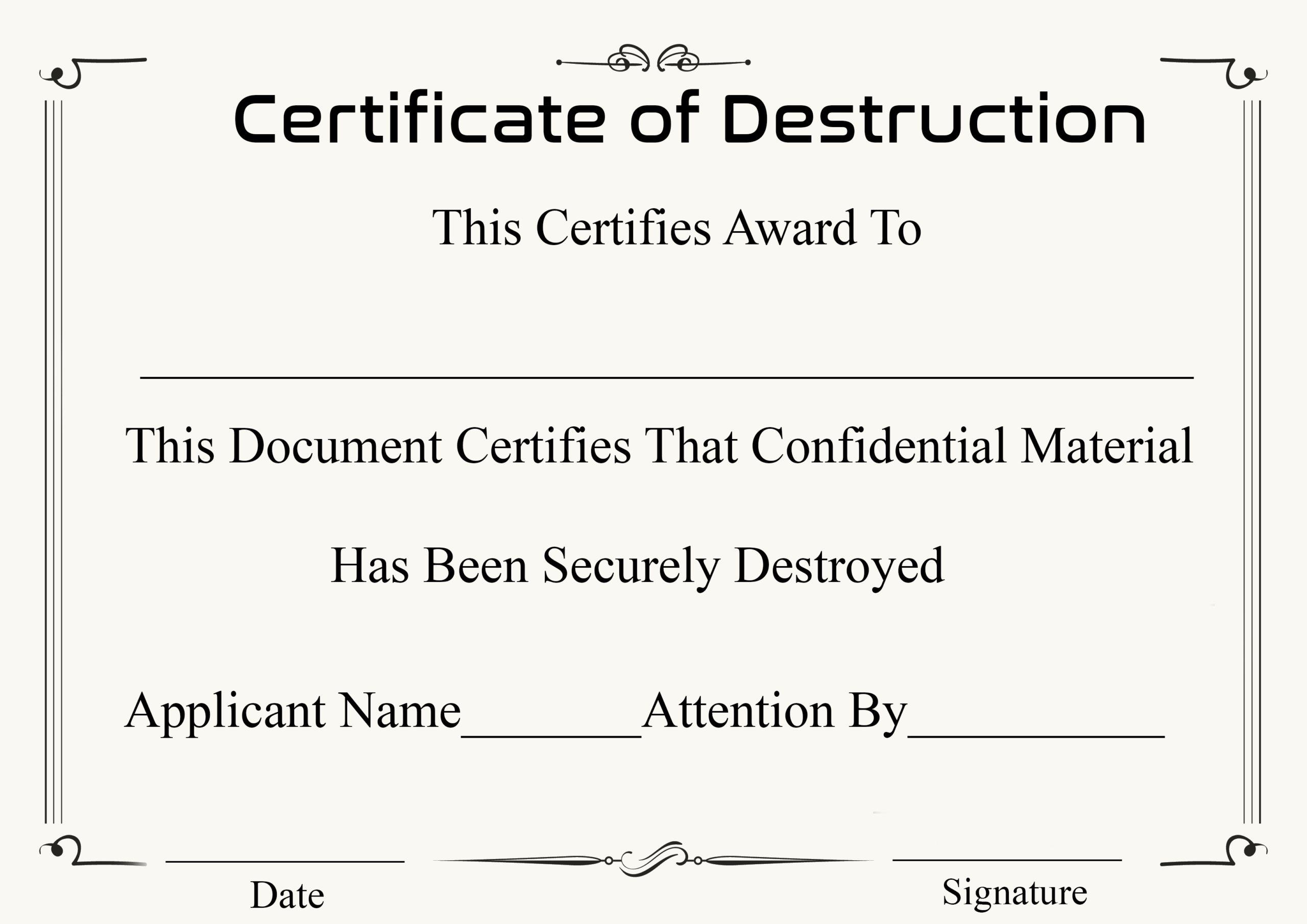 009 Certificate Of Destruction Template Exceptional Ideas Throughout Free Certificate Of Destruction Template