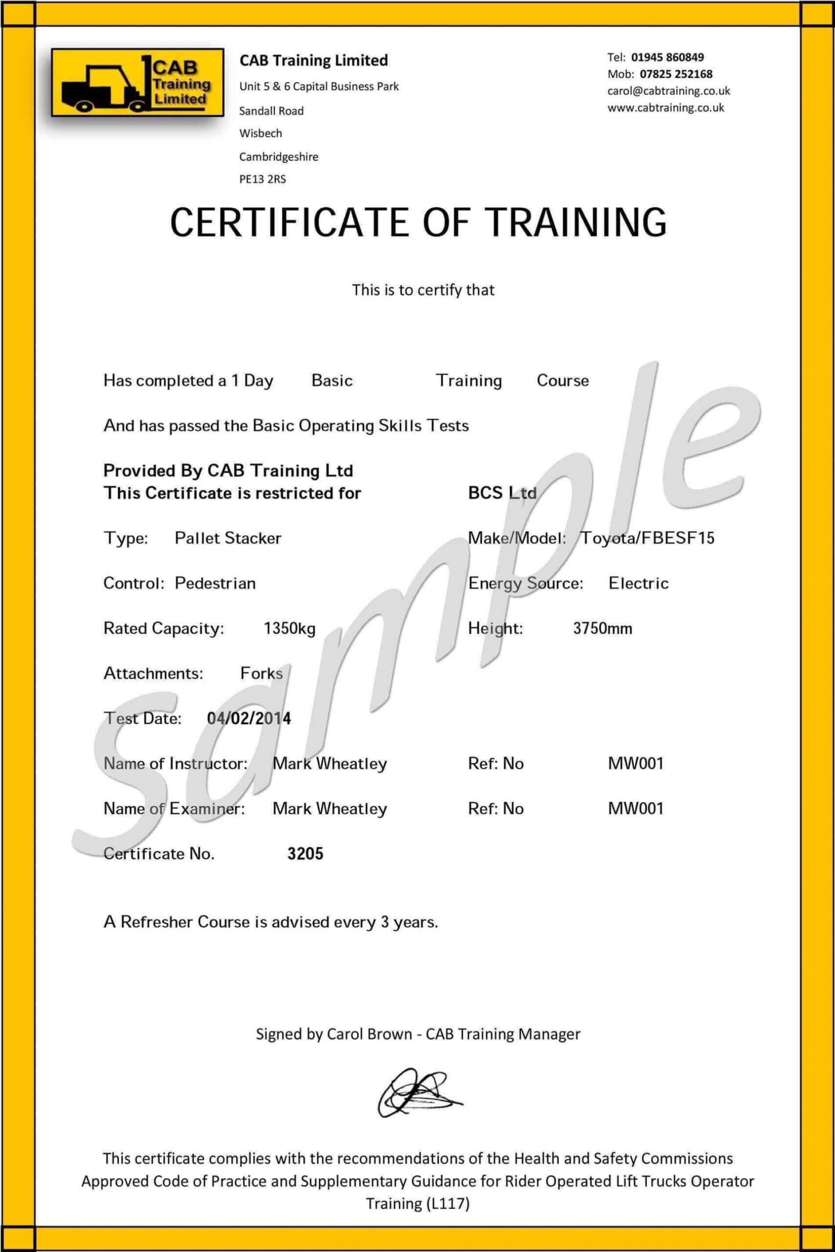 009 Forklift Certification Card Template Free Original In Forklift Certification Card Template