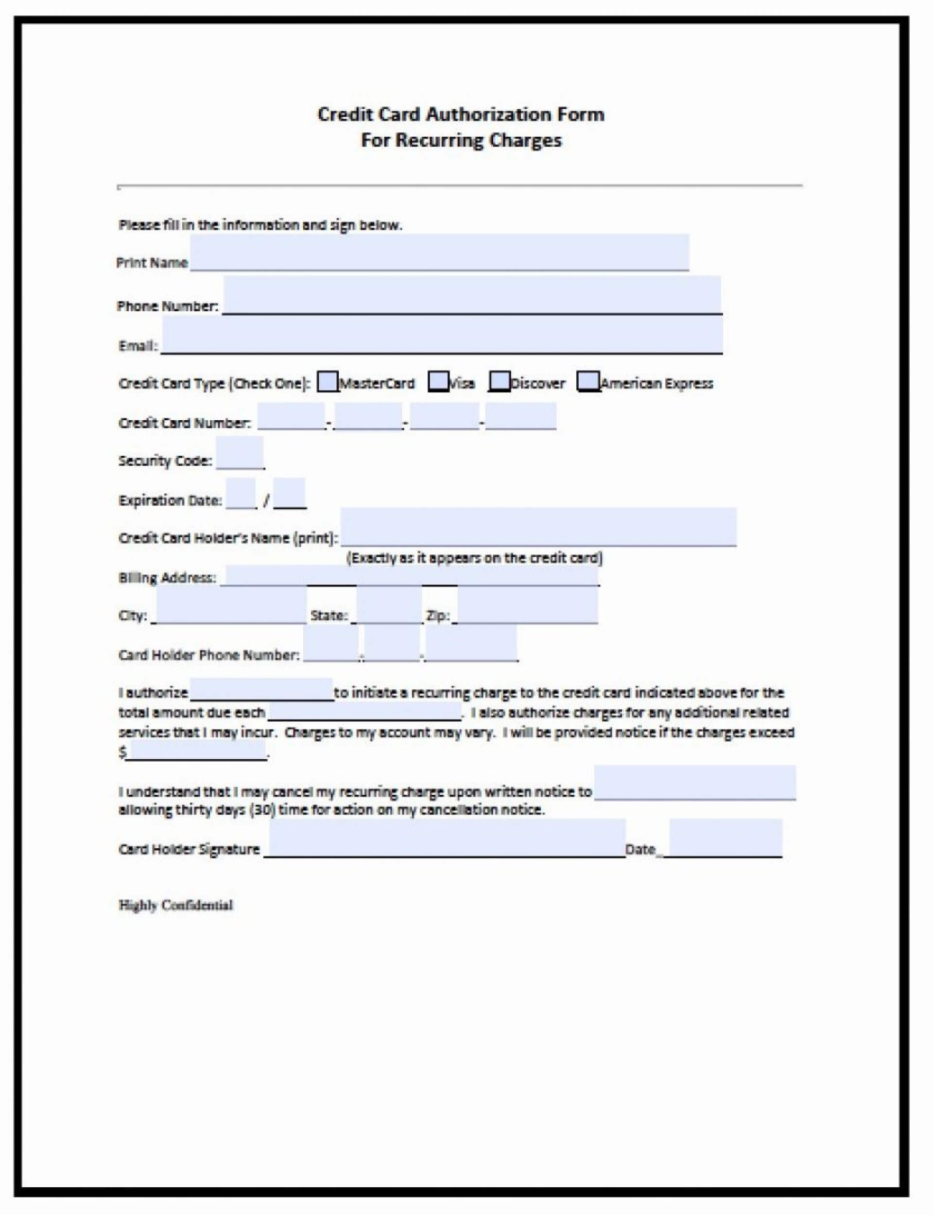 009 Template Ideas Recurring Credit Card Authorization Form With Credit Card Payment Form Template Pdf