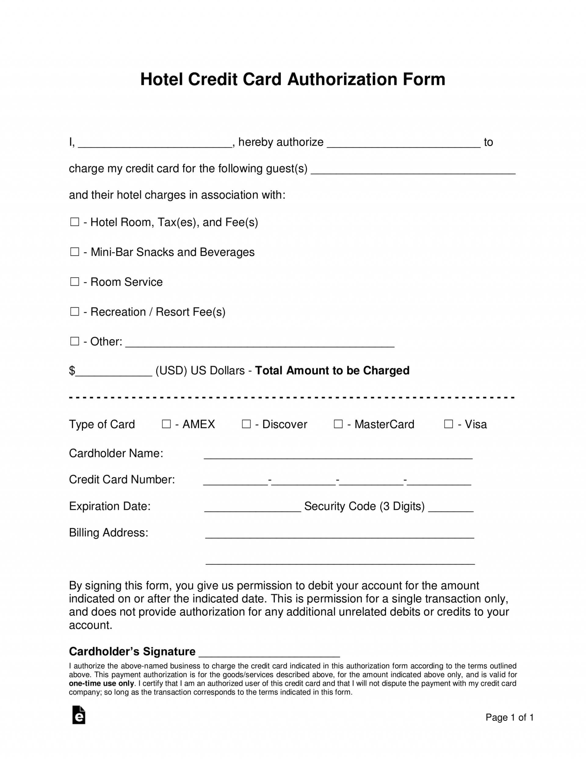 013 Credit Card Authorization Form Template Doc Hotel Within Hotel Credit Card Authorization Form Template