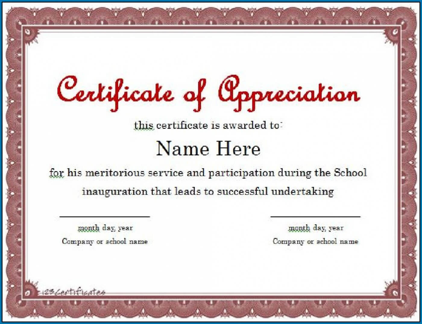 016 Certificate Of Appreciation Templates Free Powerpoint For Certificate Of Participation Template Ppt