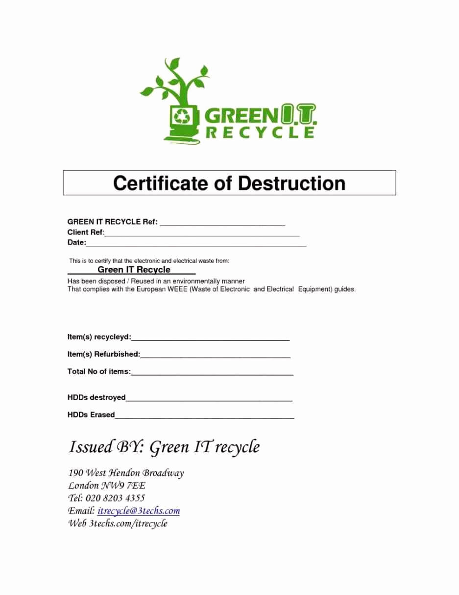 016 Certificate Of Destruction Template Ideas Bunch For Regarding Free Certificate Of Destruction Template