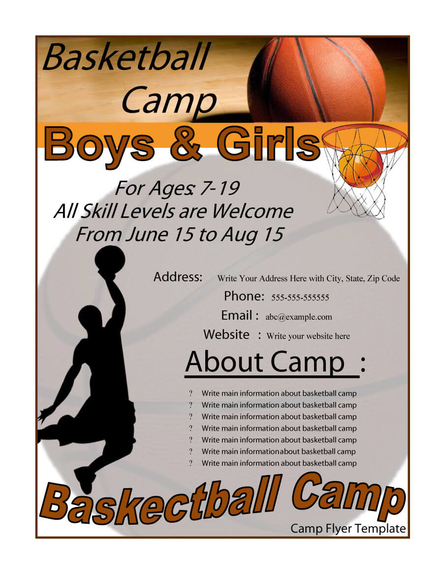 017 Basketball Camp Flyer Template Free Ideas Templates In Basketball Camp Brochure Template