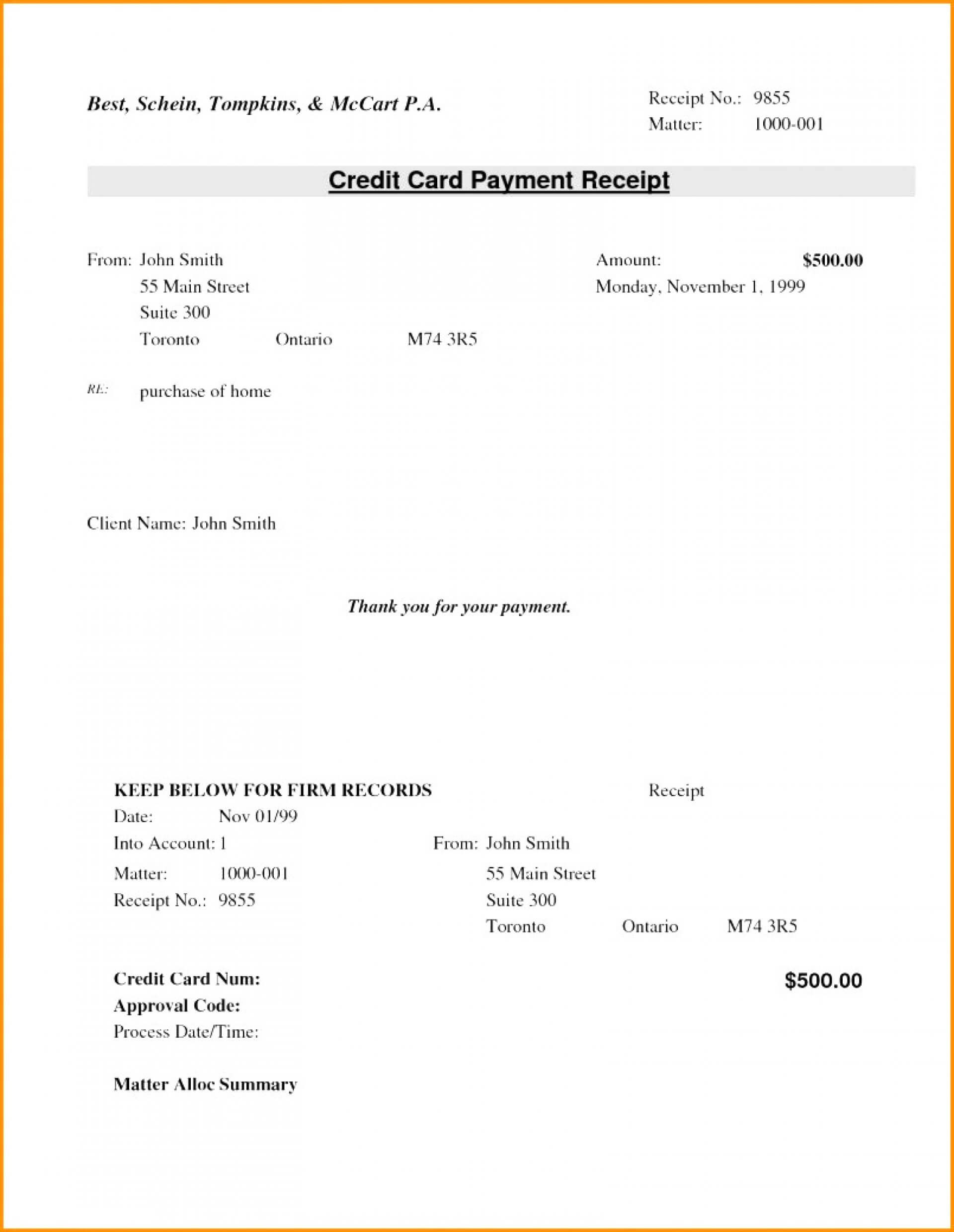 021 Credit Card Receipt Template Ideas Invoice With Payment Within Credit Card Receipt Template