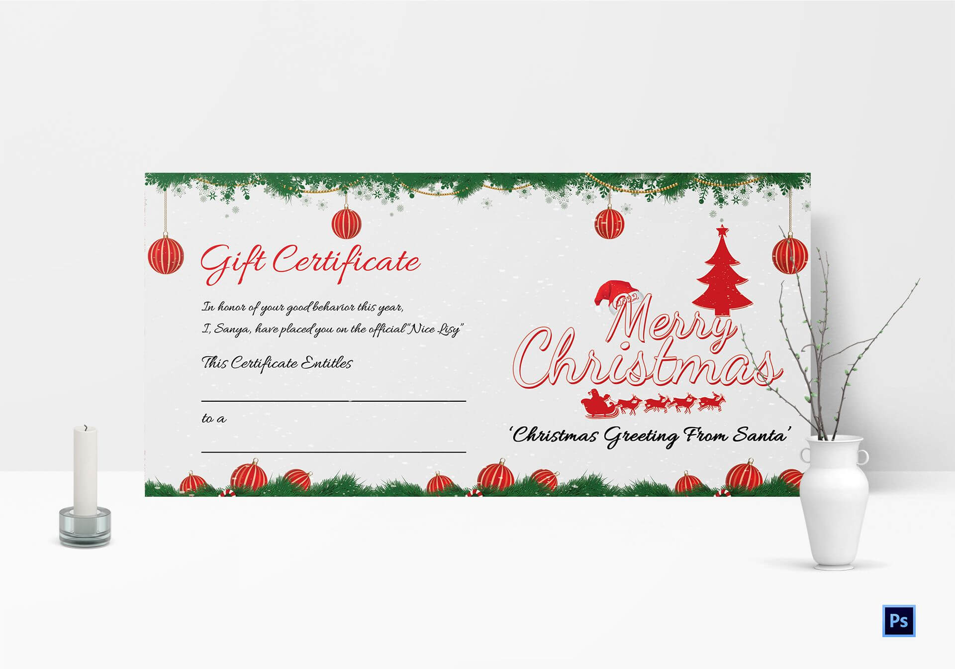 023 Photo Gift Certificate Template Free Printable Merry Inside Free Christmas Gift Certificate Templates