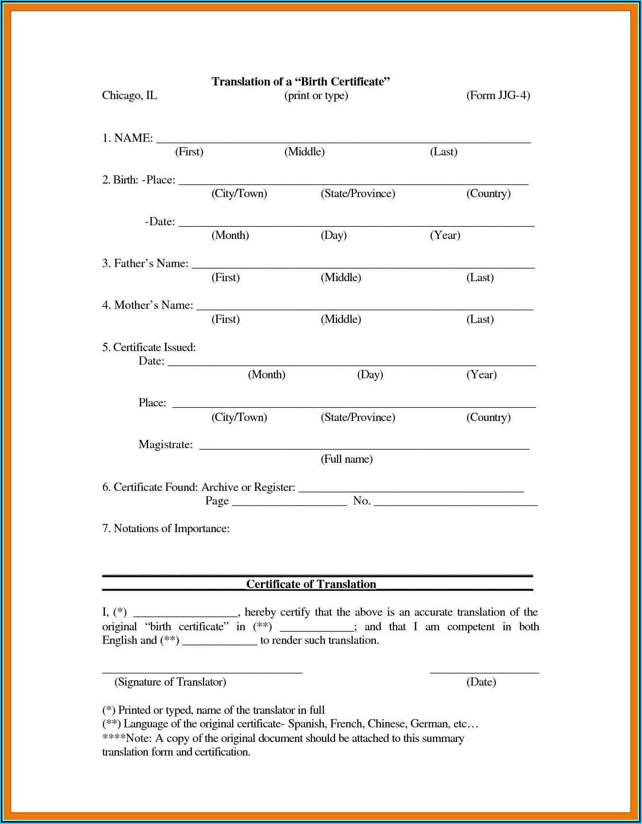 024 Official Birth Certificate Template Simple Uscis Within Birth Certificate Translation Template Uscis