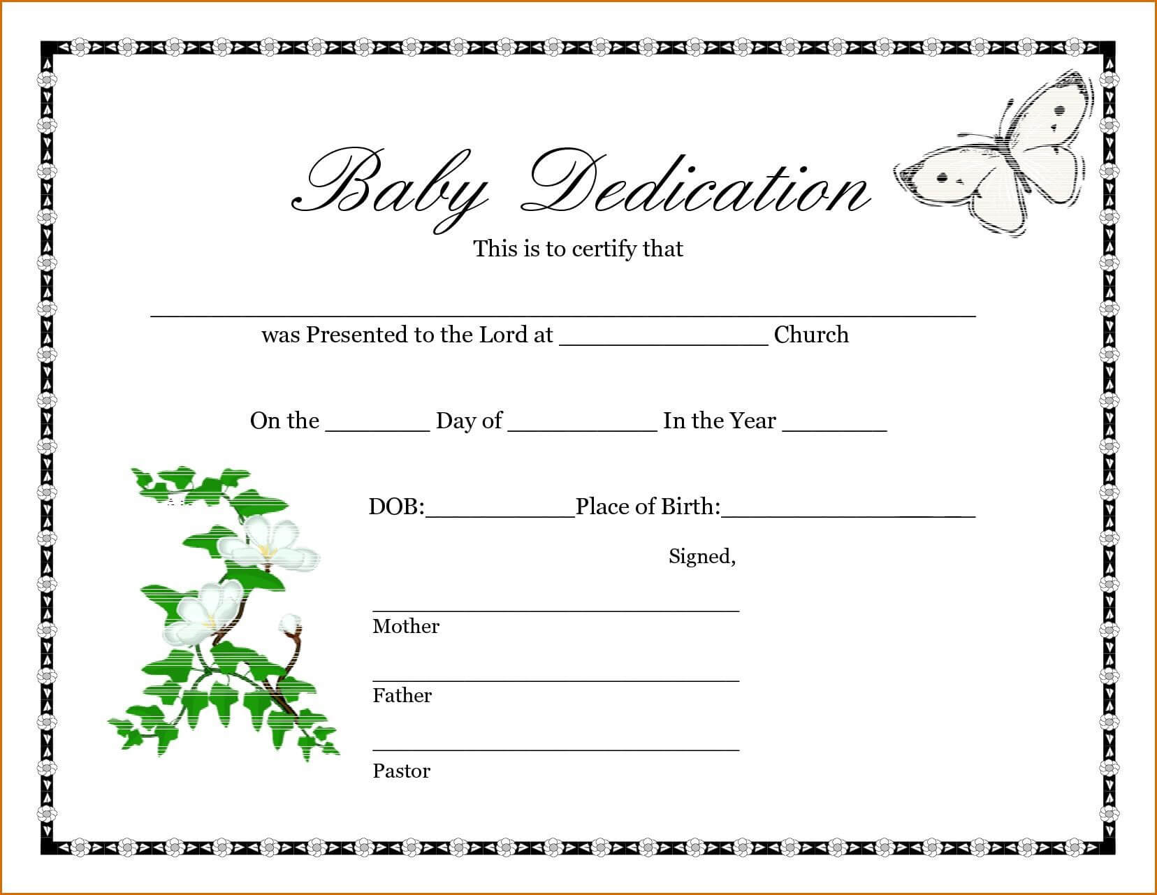 025 Template Ideas Baby Dedication Certificate Wonderful With Regard To Birth Certificate Fake Template