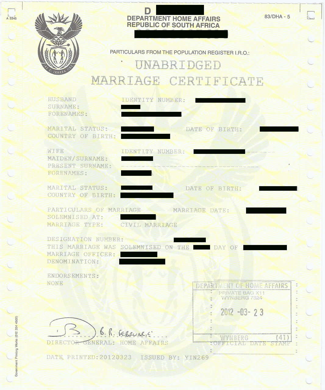 025 Unabridged Marriage Certificate Sample Of Template In South African Birth Certificate Template