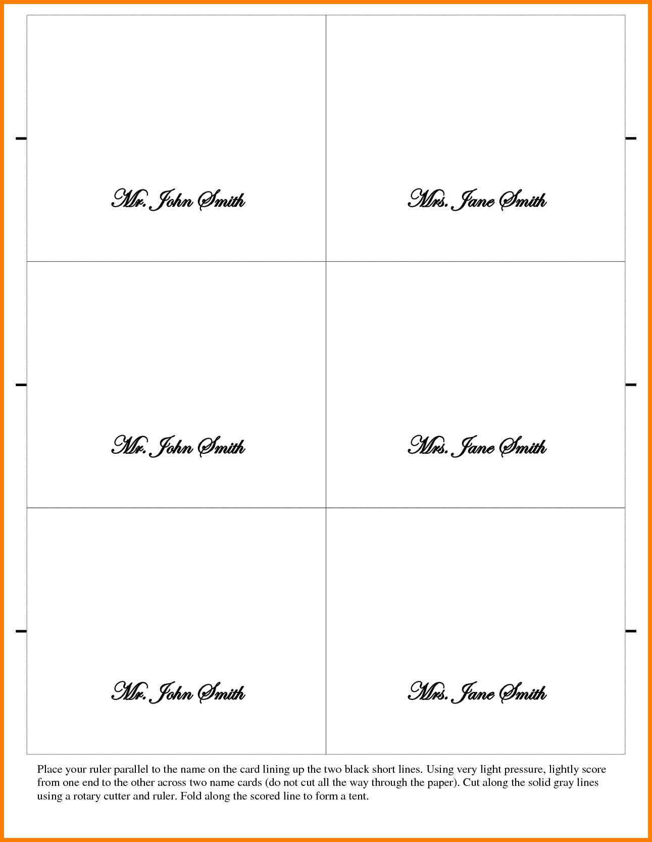 026 Place Cards Template Word Ideas Table Card Tent New Within Fold Over Place Card Template