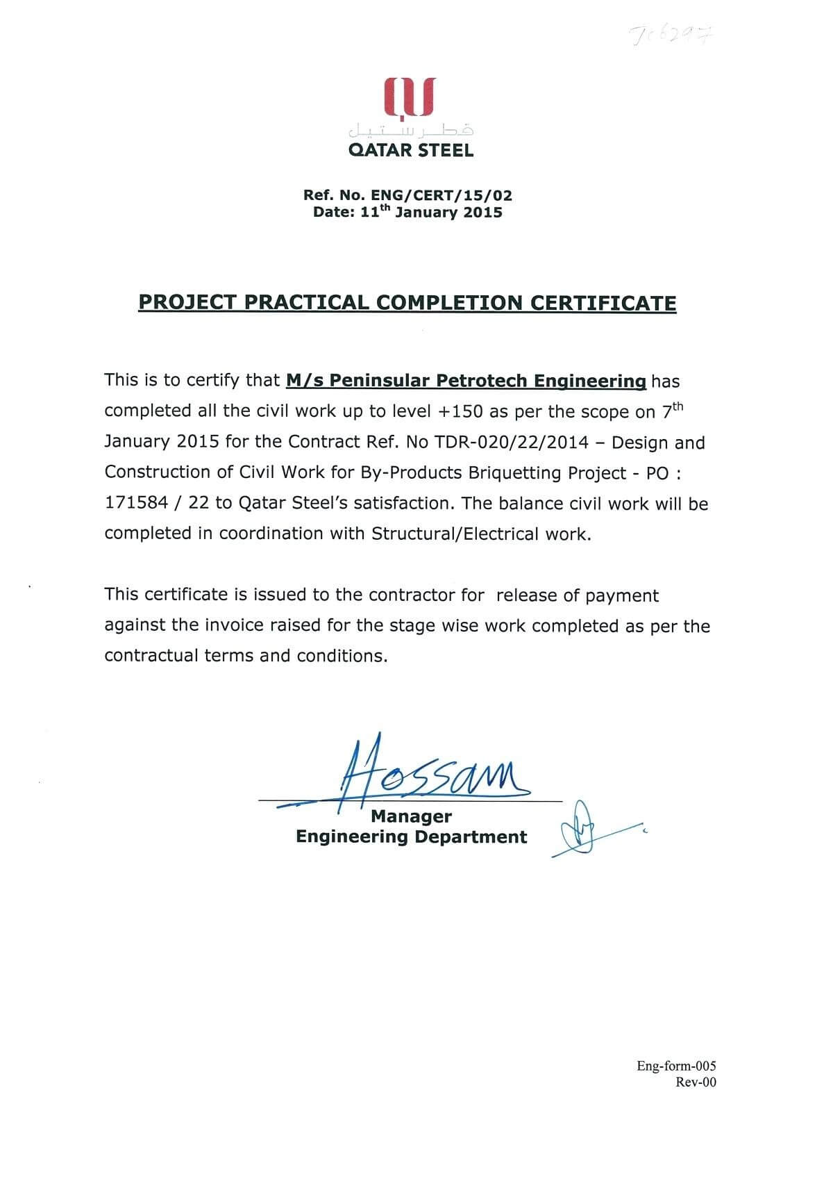 028 Construction Work Order Template Completion Certificate Pertaining To Practical Completion Certificate Template Uk