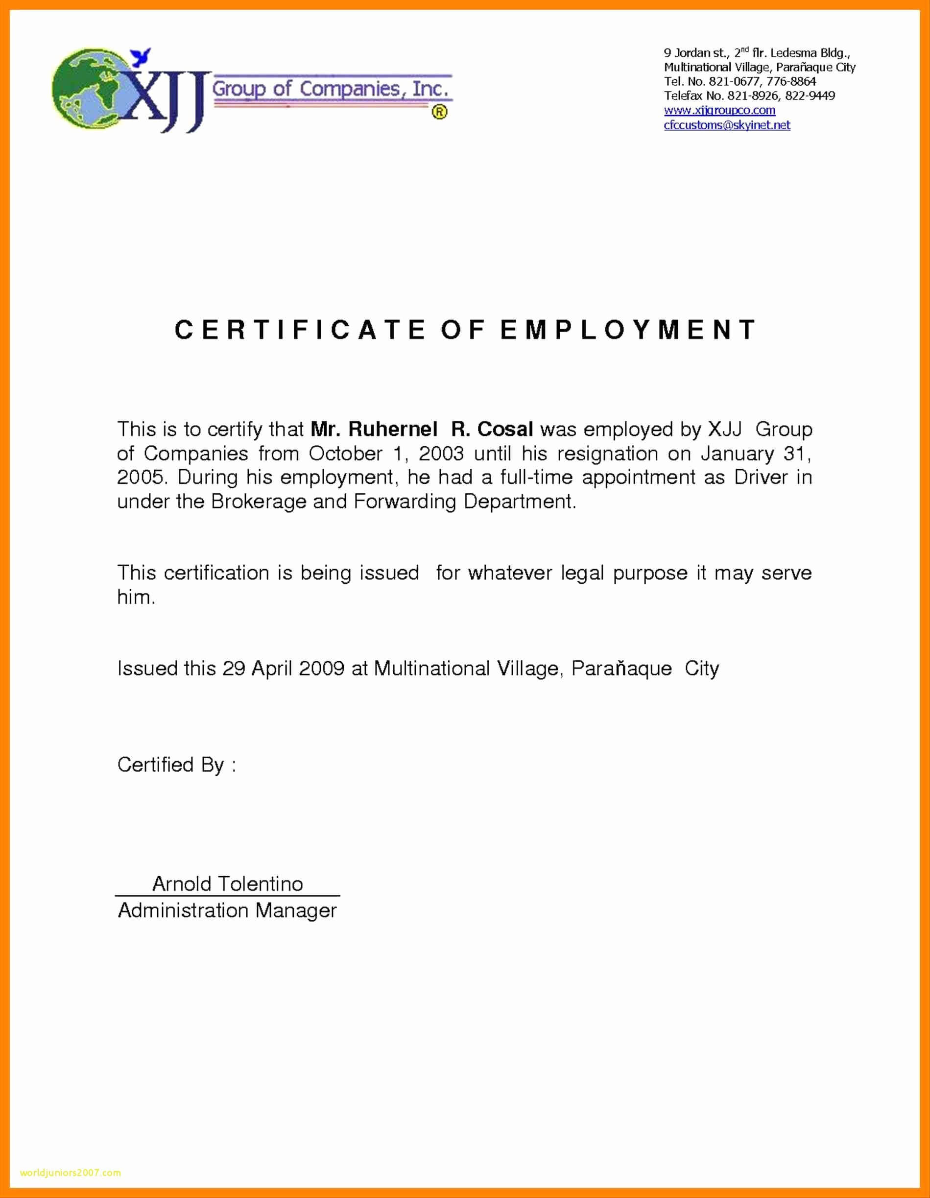 029 Certificate Of Employment Template Impressive Ideas Free With Template Of Certificate Of Employment