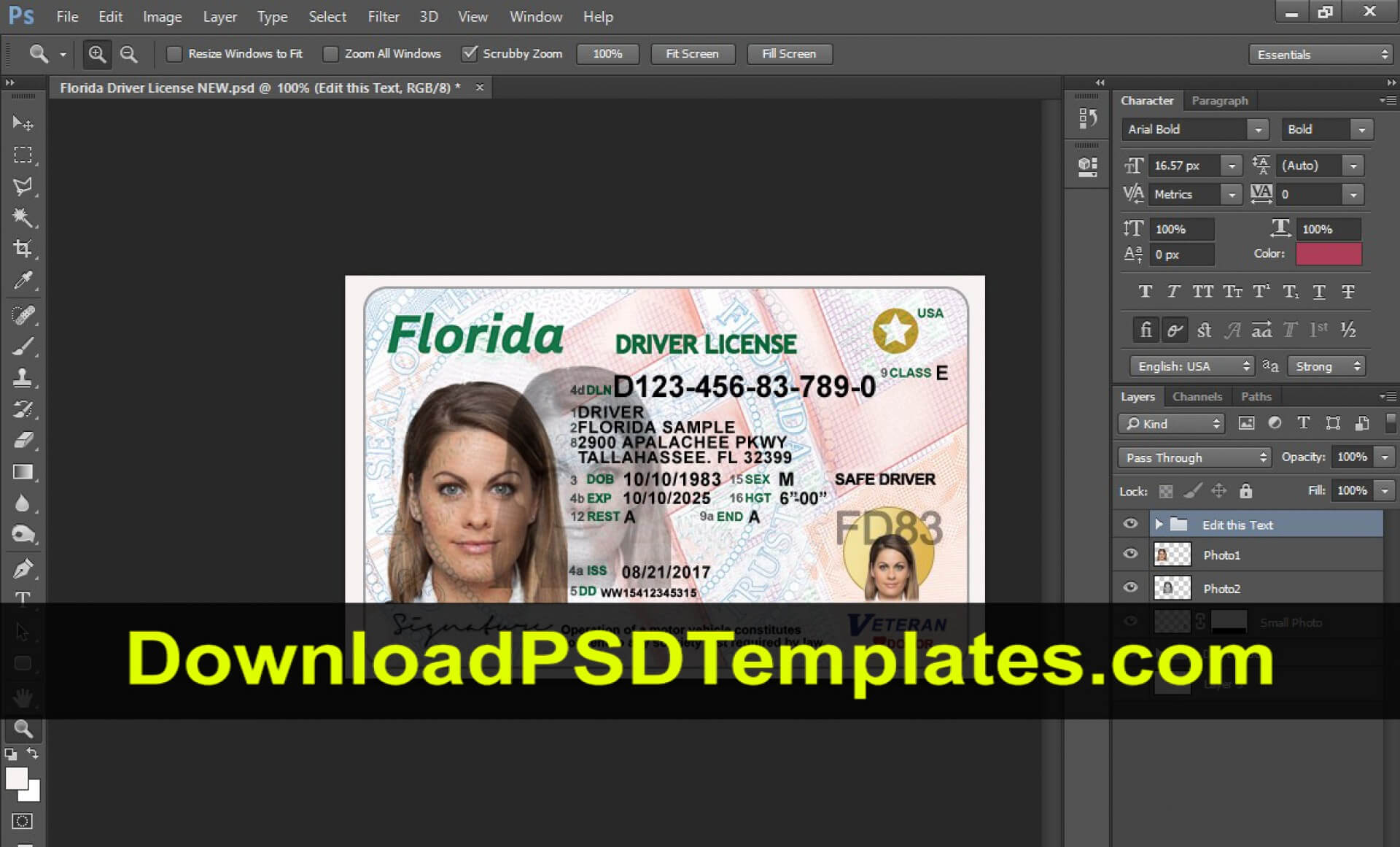 035 Teacher Id Card Photoshop Template Ideas Florida Driver Throughout Florida Id Card Template