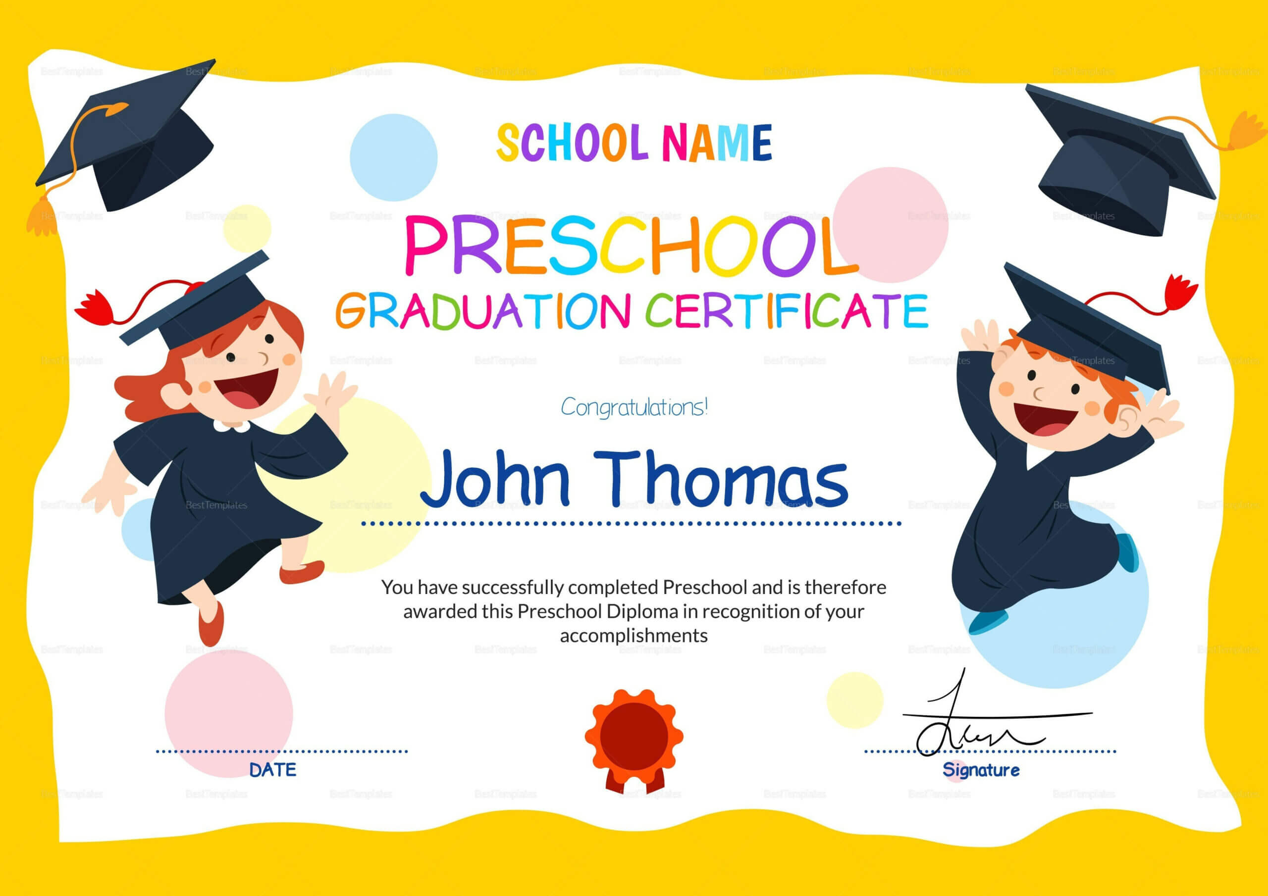 11+ Preschool Certificate Templates - Pdf | Free & Premium Regarding Preschool Graduation Certificate Template Free