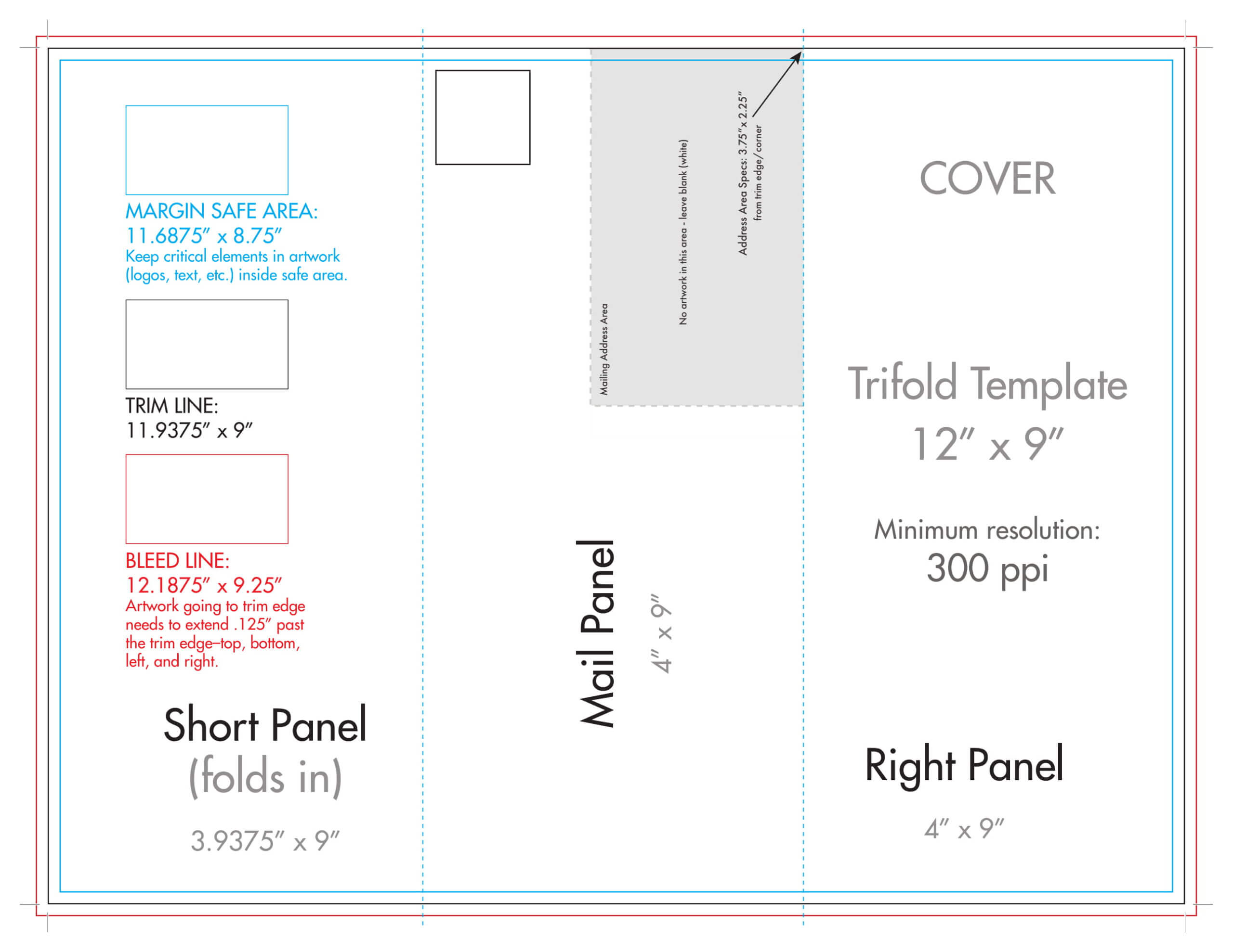 12" X 9" Rack Brochure Template (Tri Fold) – U.s. Press Pertaining To Brochure Folding Templates