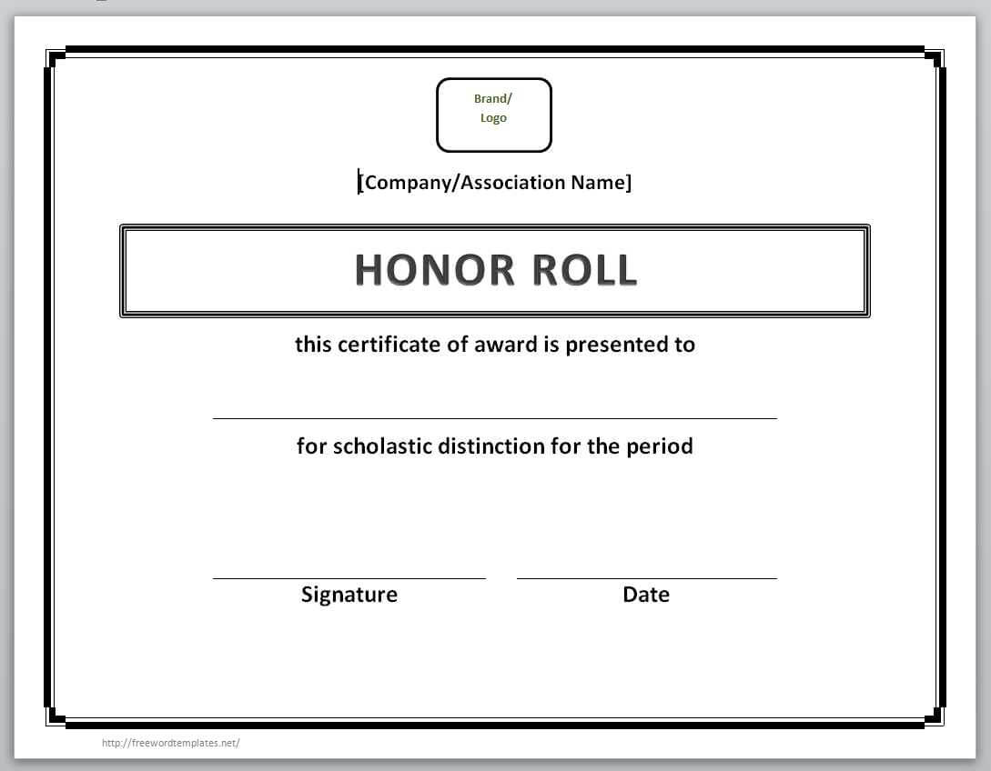 13 Free Certificate Templates For Word » Officetemplate For Honor Roll Certificate Template