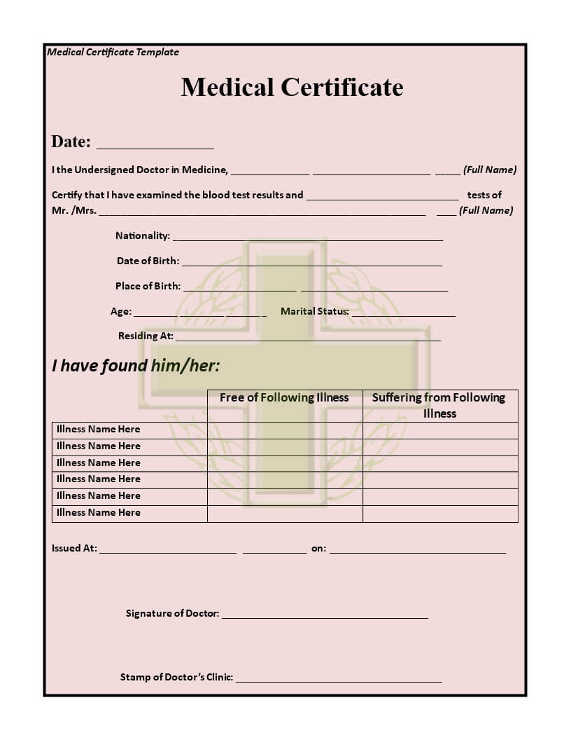 15+ Medical Certificate Templates For Sick Leave – Pdf, Docs For Free Fake Medical Certificate Template
