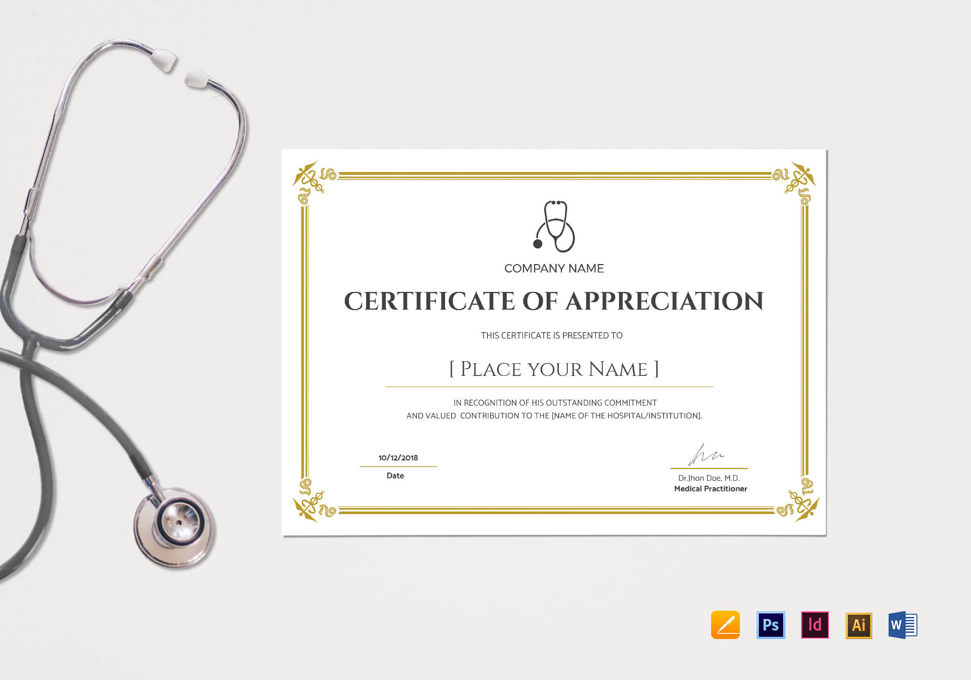 20+ Doctor Certificates Template | Sowtemplate Regarding Mock Certificate Template