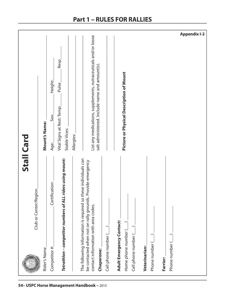 2015 Form Uspc Stall Card Fill Online, Printable, Fillable Regarding Horse Stall Card Template