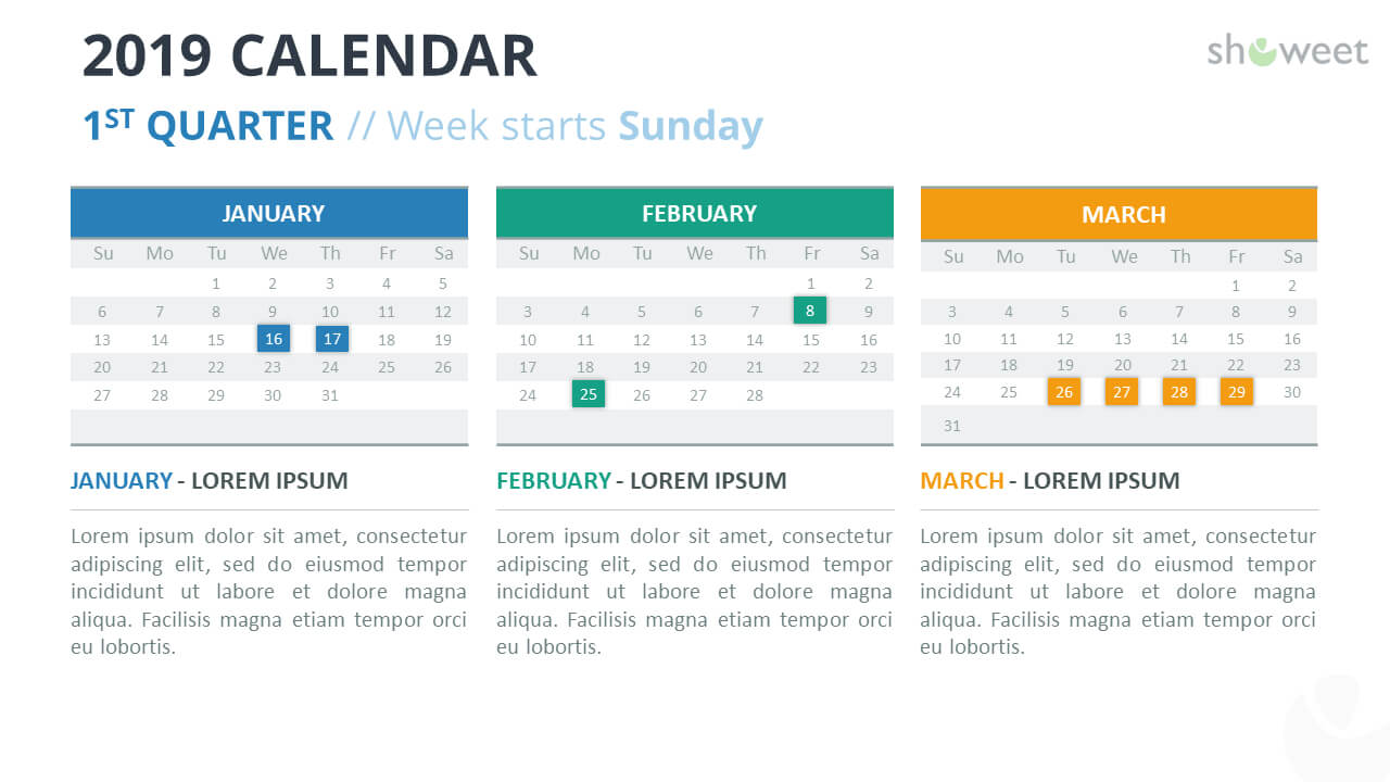 2019 Calendar Powerpoint Templates Throughout Microsoft Powerpoint Calendar Template