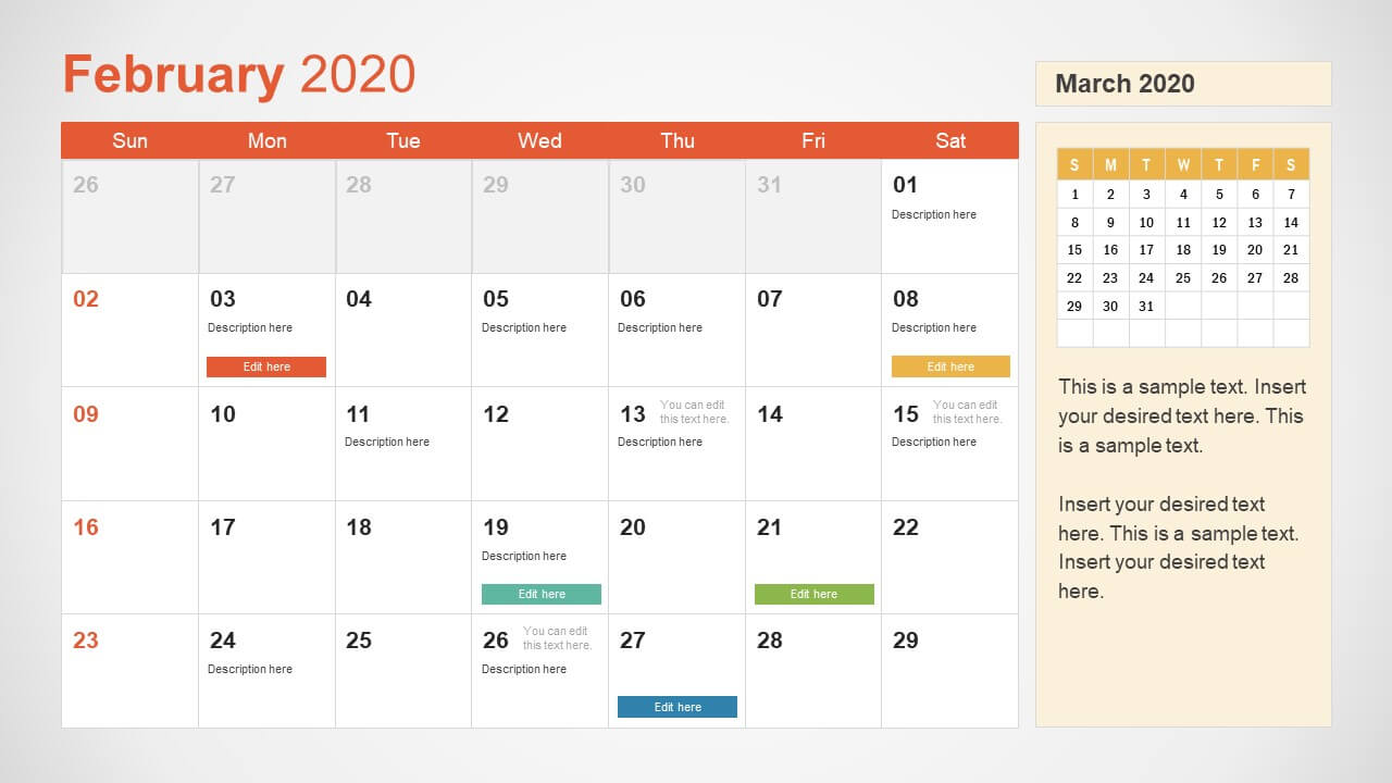 2020 Calendar Powerpoint Template Pertaining To Microsoft Powerpoint Calendar Template