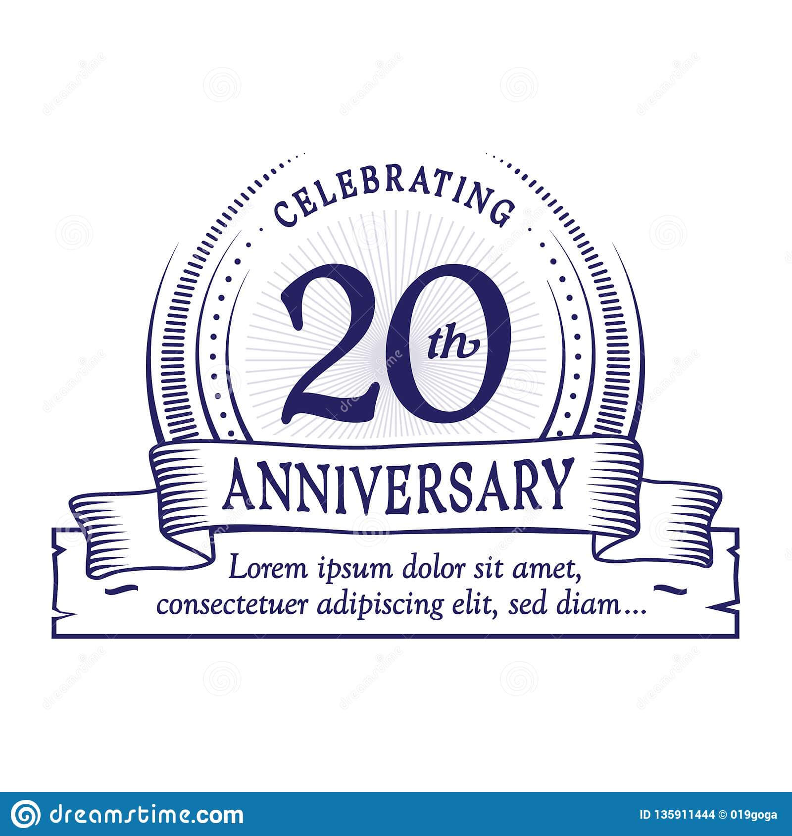 20Th Anniversary Design Template. 20 Years Logo. Twenty Within Anniversary Certificate Template Free