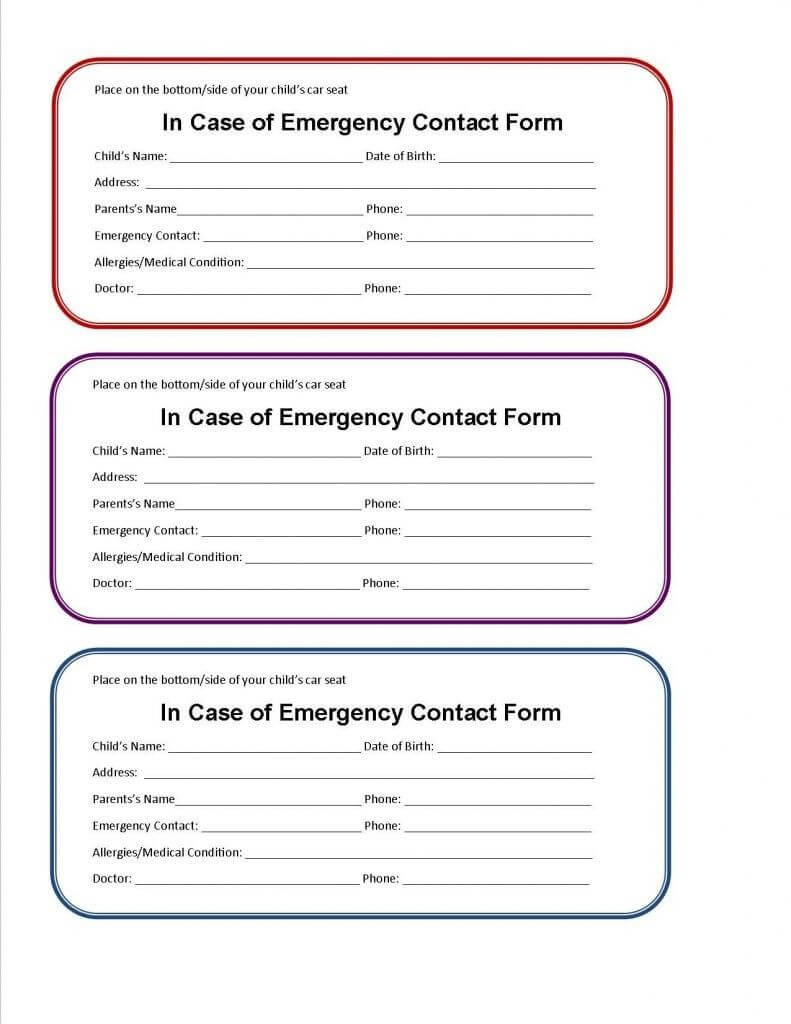 21+ Emergency Card Template General Printable Emergency Card Inside Emergency Contact Card Template