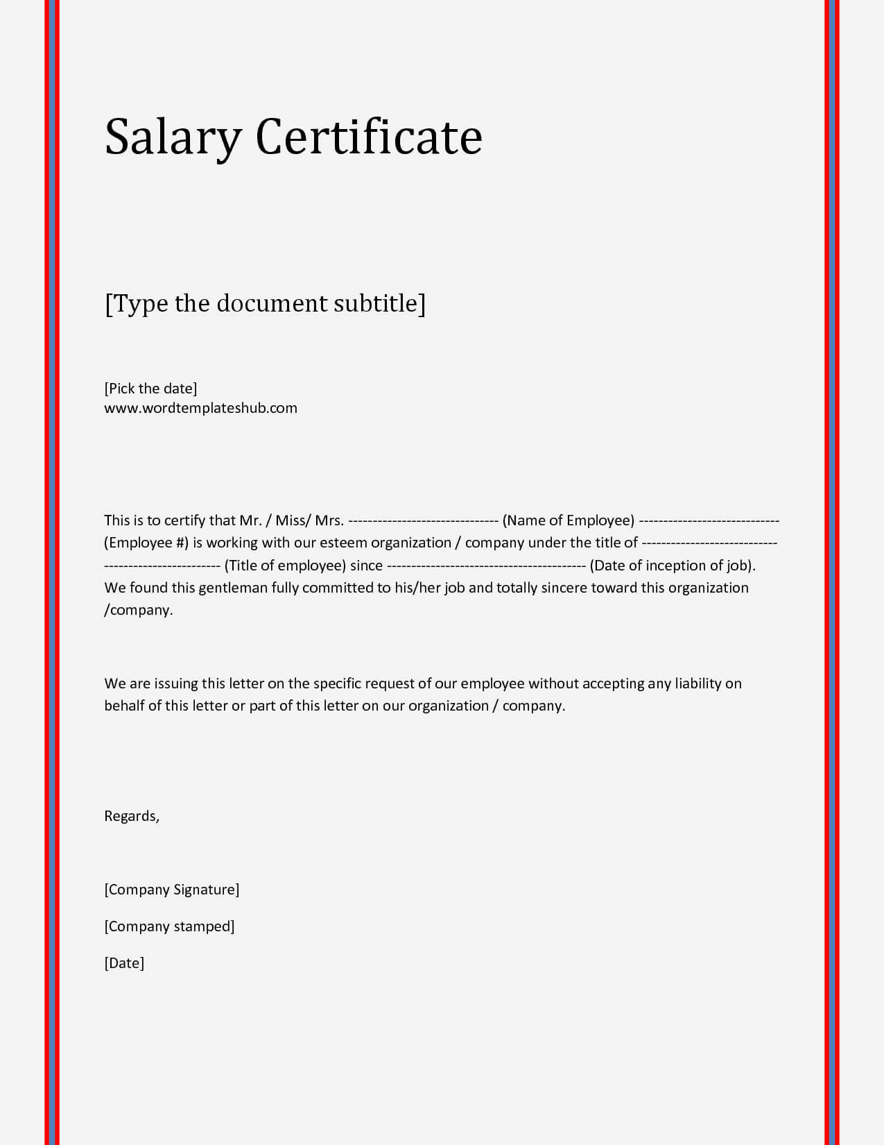 21+ Free Salary Certificate Template – Word Excel Formats Inside Sample Certificate Employment Template