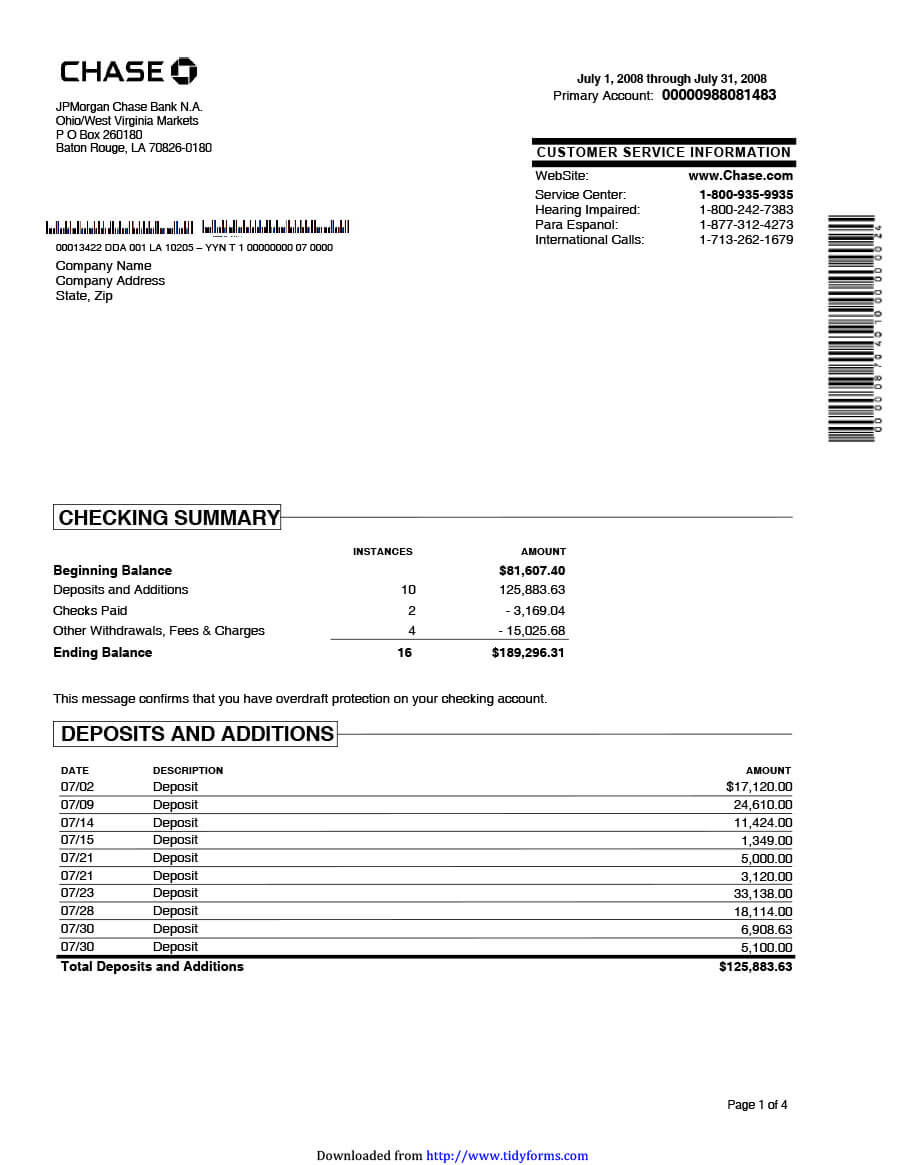 23 Editable Bank Statement Templates [Free] ᐅ Template Lab Throughout Credit Card Statement Template