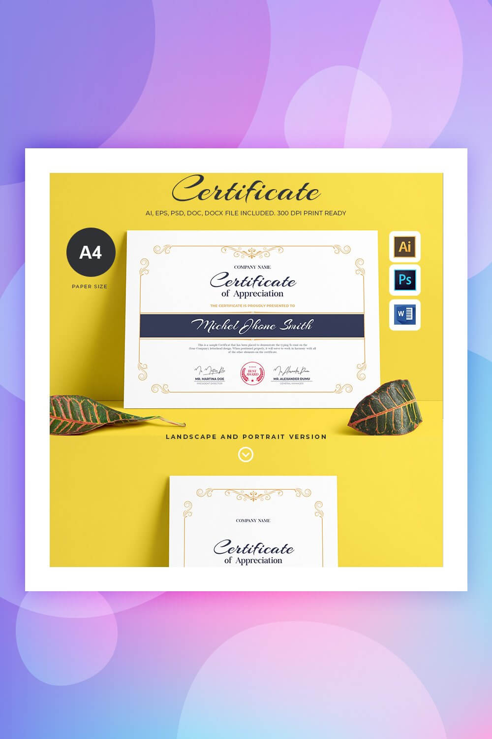 28 Attention Grabbing Certificate Templates – Colorlib Inside Landscape Certificate Templates