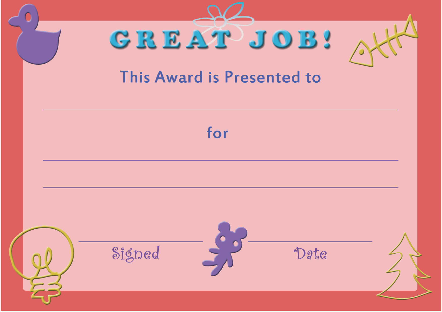 28+ [ Free Printable Certificate Templates For Kids For Certificate Of Achievement Template For Kids