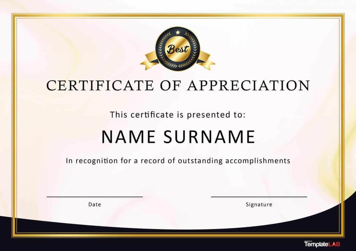30 Free Certificate Of Appreciation Templates And Letters For Sample Certificate Of Recognition Template