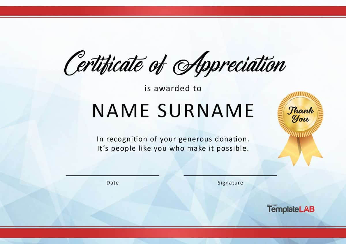 30 Free Certificate Of Appreciation Templates And Letters Regarding Professional Certificate Templates For Word