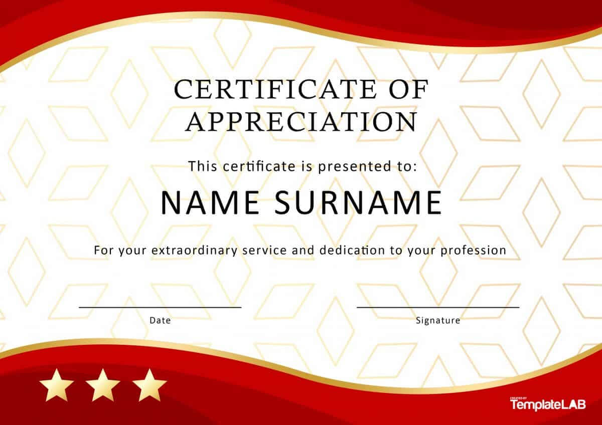 30 Free Certificate Of Appreciation Templates And Letters With Certificate Of Service Template Free