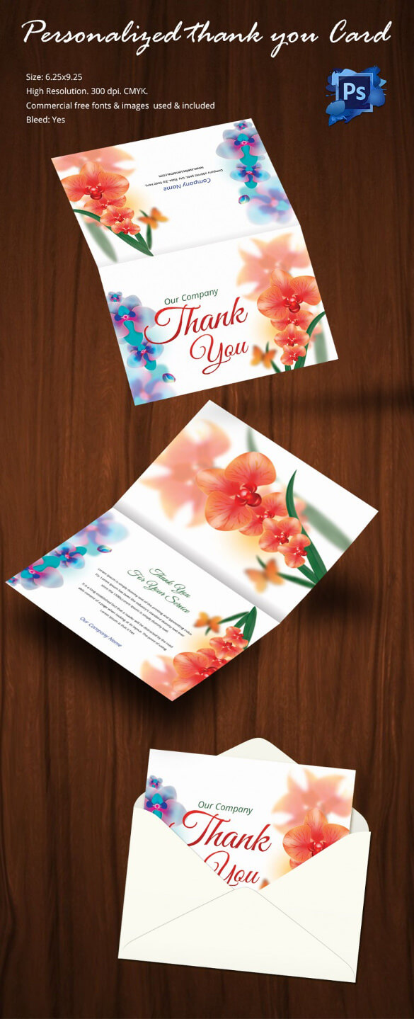 30+ Personalized Thank You Cards – Free Printable Psd, Eps Throughout Card Folding Templates Free
