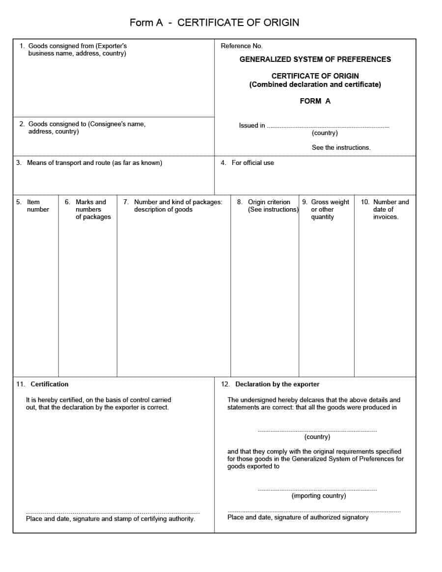 30 Printable Certificate Of Origin Templates (100% Free) ᐅ With Certificate Of Origin Form Template