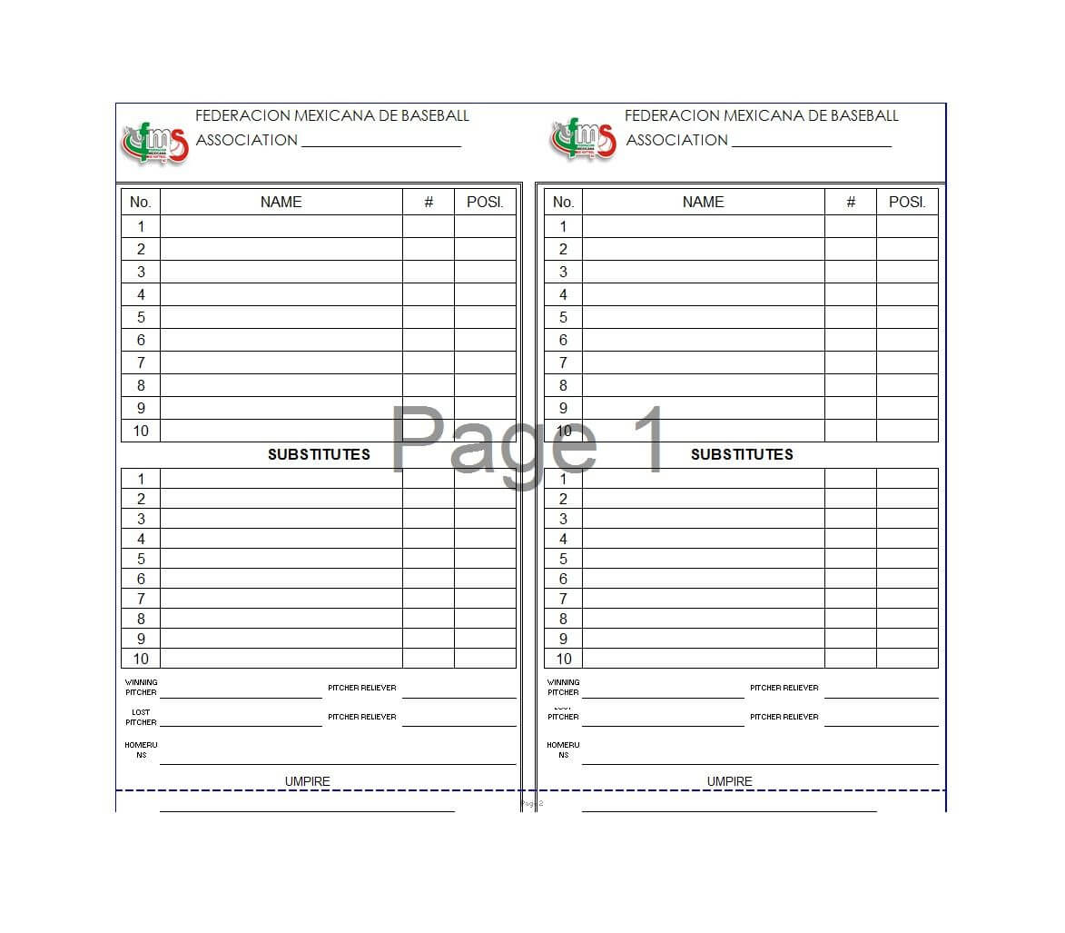 33 Printable Baseball Lineup Templates [Free Download] ᐅ For Dugout Lineup Card Template