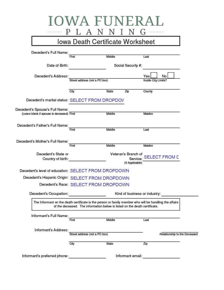 37 Blank Death Certificate Templates [100% Free] ᐅ Template Lab Intended For Fake Death Certificate Template