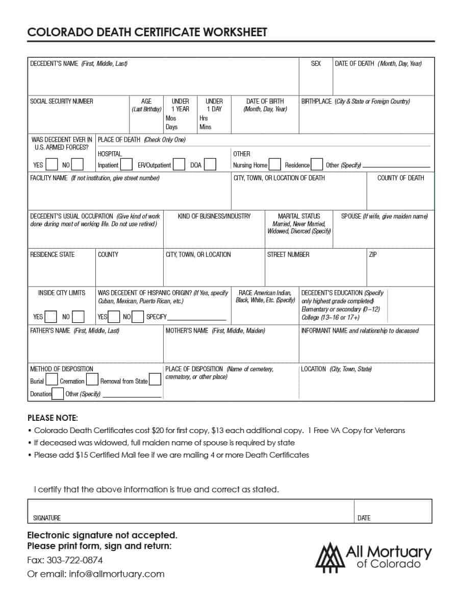 37 Blank Death Certificate Templates [100% Free] ᐅ Template Lab With Regard To Fake Death Certificate Template